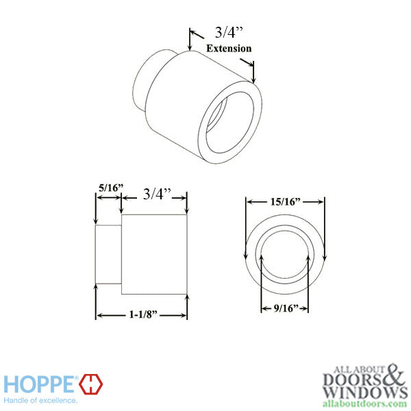 Hoppe Handle Extension for Active and Passive Door Handles - Hoppe Handle Extension for Active and Passive Door Handles