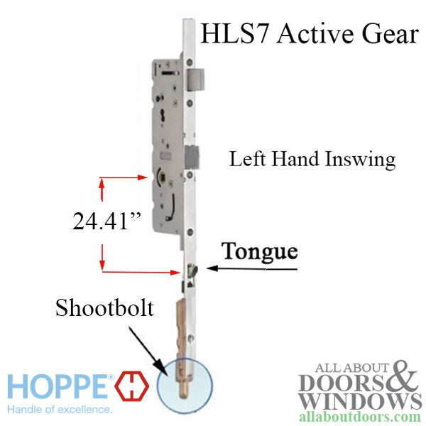 HLS7 Active Tongue-Shootbolt  45/92, Tongue at 24.41   LH - HLS7 Active Tongue-Shootbolt  45/92, Tongue at 24.41   LH