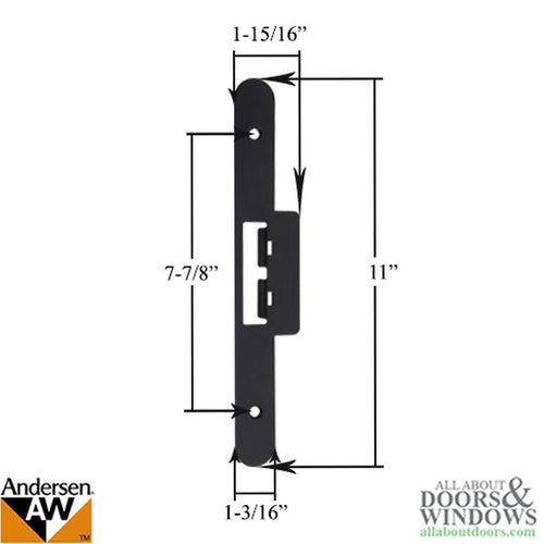 Andersen Latch & Deadbolt Strike Plate Cover, AP/PA  Double Door - Black - Andersen Latch & Deadbolt Strike Plate Cover, AP/PA  Double Door - Black