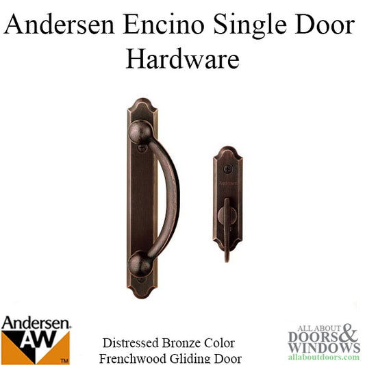 Andersen Frenchwood Gliding Door Trim Hardware, Encino, 2 Panel Interior and Exterior - Distressed Bronze