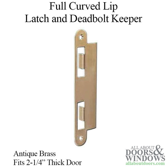 Latch & Deadbolt Strike Plate, 57mm Extended, 2-1/4 Door - Antique Brass