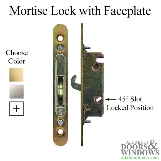 Mortise Lock with Face Plate, 45 Slot Wood / Vinyl Door