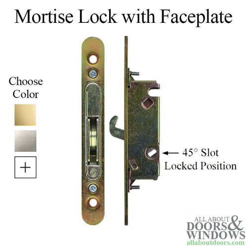 Mortise Lock with Face Plate, 45 Slot Wood / Vinyl Door - Mortise Lock with Face Plate, 45 Slot Wood / Vinyl Door