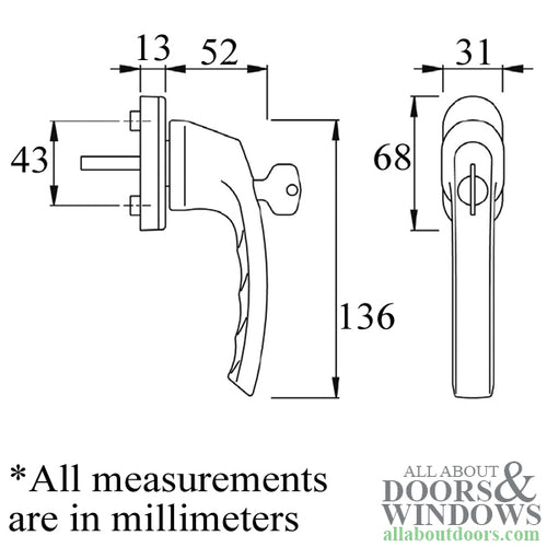 Luxembourg Lockable TBT Handle for Tilt and Turn Windows - Luxembourg Lockable TBT Handle for Tilt and Turn Windows