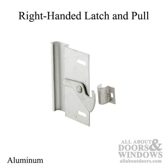 Right Hand Latch & Pull with Hook for Sliding Screen Door - Aluminum