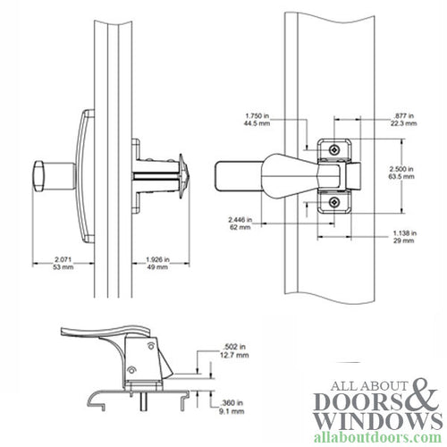 Modern Storm Door Straight Lever with Inside Push Paddle - Modern Storm Door Straight Lever with Inside Push Paddle