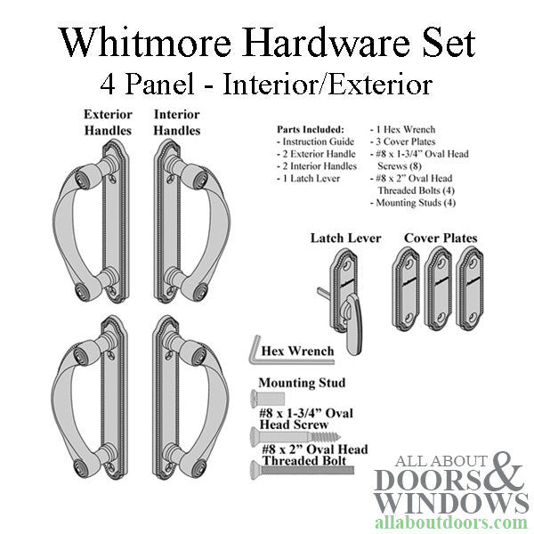 Andersen 4-Panel Gliding Door Interior/Exterior Trim Hardware Set - Satin Nickel - Andersen 4-Panel Gliding Door Interior/Exterior Trim Hardware Set - Satin Nickel