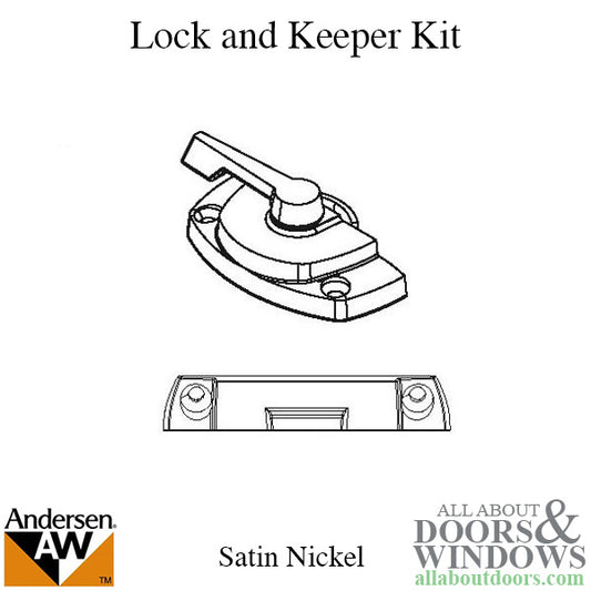 Andersen Tilt-Wash (DC) and Tilt-Wash (TW) Windows - Lock and Keeper Kit - Satin Nickel