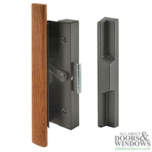 Handle Set for Sliding Patio Door Black Aluminum and Wood Clamp Style Sliding Patio Door Handle - Handle Set for Sliding Patio Door Black Aluminum and Wood Clamp Style Sliding Patio Door Handle