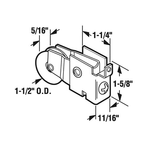 Sliding Door Roller Single 1.5 Inch Nylon Ball Bearing Roller F-Tab Style Adjustable Single Pack Door Roller - Sliding Door Roller Single 1.5 Inch Nylon Ball Bearing Roller F-Tab Style Adjustable Single Pack Door Roller