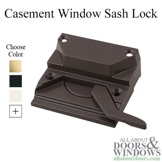 Casement Window SASH LOCK, 4 Screw holes, 2-3/8 inch, Left hand - Choose Color