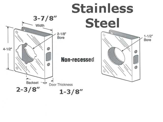 Door Reinforcer - 2-3/8 BS - 1-3/8 Door - Stainless Steel - Door Reinforcer - 2-3/8 BS - 1-3/8 Door - Stainless Steel