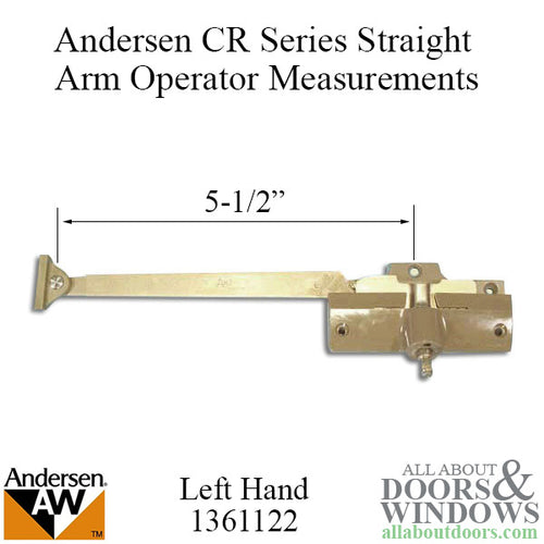 Andersen Window - Perma-Shield - Casement Window Straight Arm Operator-Lh, Wood, Single Arm, PSC, 7193-32, C R, 5-3/8  S - Andersen Window - Perma-Shield - Casement Window Straight Arm Operator-Lh, Wood, Single Arm, PSC, 7193-32, C R, 5-3/8  S