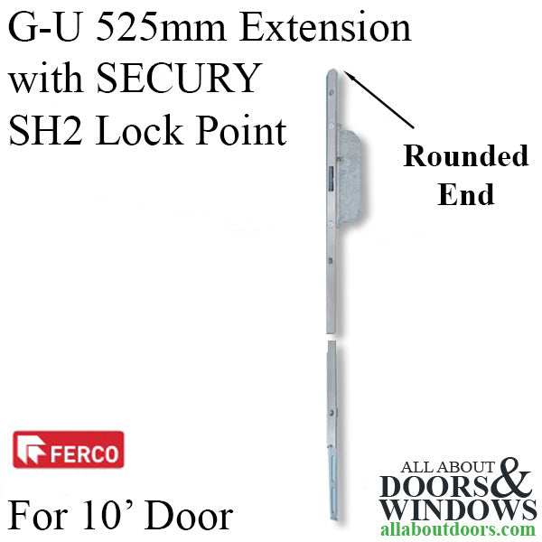 G-U Extension 525mm with SECURY SH2 Lock Point, for 10' Door - Stainless Steel - G-U Extension 525mm with SECURY SH2 Lock Point, for 10' Door - Stainless Steel