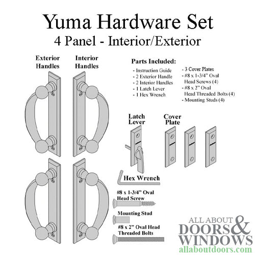 Andersen Yuma 4-Panel Gliding Door Interior/Exterior Trim Hardware - Distressed Nickel - Andersen Yuma 4-Panel Gliding Door Interior/Exterior Trim Hardware - Distressed Nickel