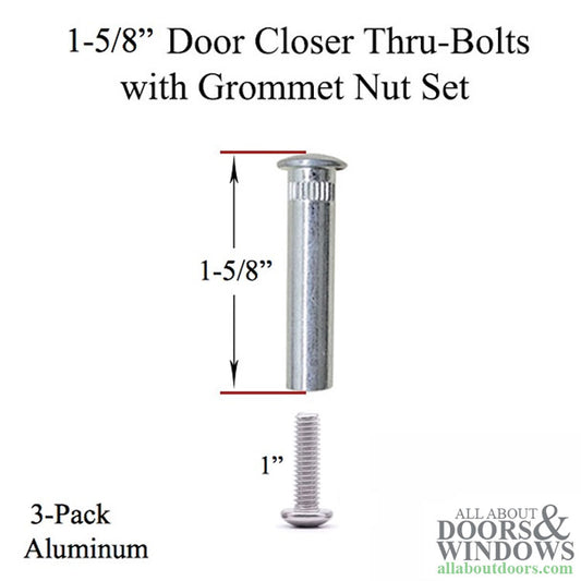 Thru-Bolt with Grommet Nut Set, 1-5/8 Inch Door Closer - Choose Color