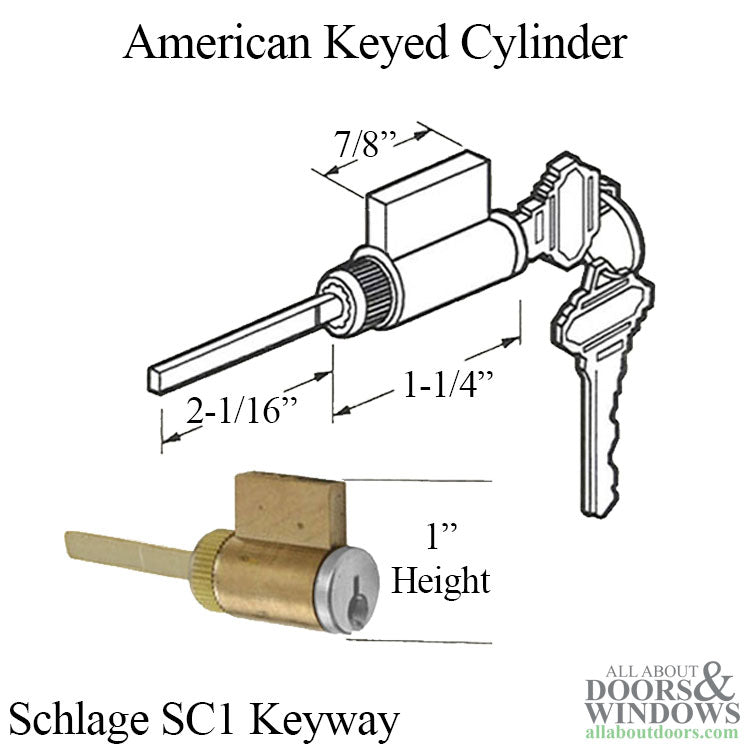 Marvin Key Cylinder For Hinged Doors 2.25 Inch Chrome Schlage C Keyed Cylinder - Marvin Key Cylinder For Hinged Doors 2.25 Inch Chrome Schlage C Keyed Cylinder
