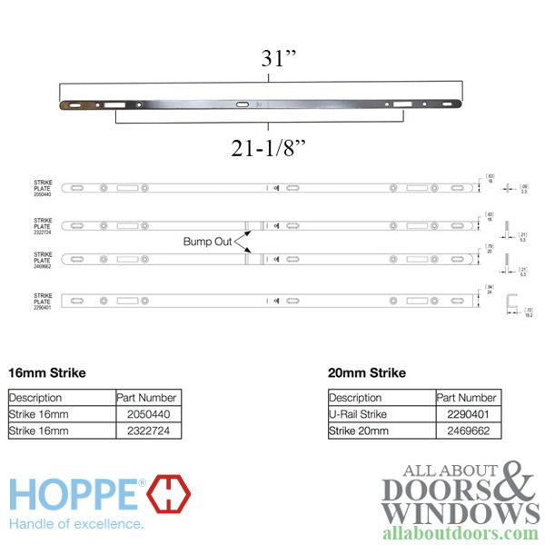 Hoppe Multipoint Lock - 2 Hooks, 30mm Sliding Door Lock, 16mm Face - Hoppe Multipoint Lock - 2 Hooks, 30mm Sliding Door Lock, 16mm Face