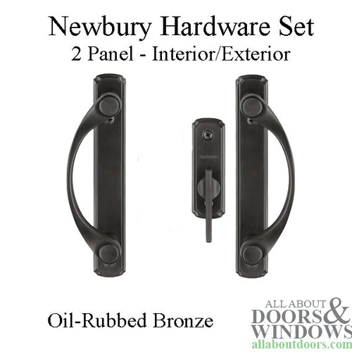 Andersen Newbury 2 Panel Complete  Hardware Set for Frenchwood Gliding Door - Oil Rubbed Bronze - Andersen Newbury 2 Panel Complete  Hardware Set for Frenchwood Gliding Door - Oil Rubbed Bronze