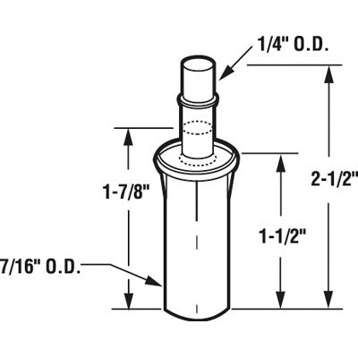 Acme 2822 Wardrobe Door Pivot Pin ¼ Inch Diameter - Acme 2822 Wardrobe Door Pivot Pin ¼ Inch Diameter