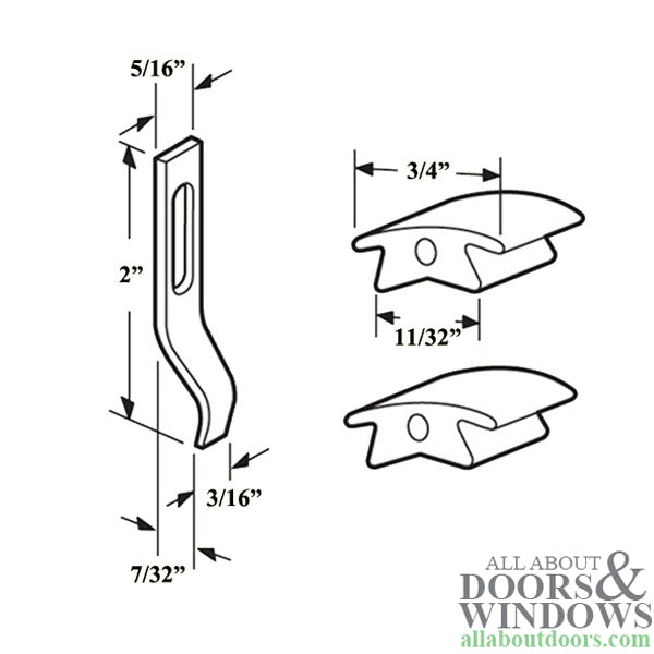 Steel Latch Strike with 2  Top Vinyl Guides for Sliding Screen Door - Steel Latch Strike with 2  Top Vinyl Guides for Sliding Screen Door