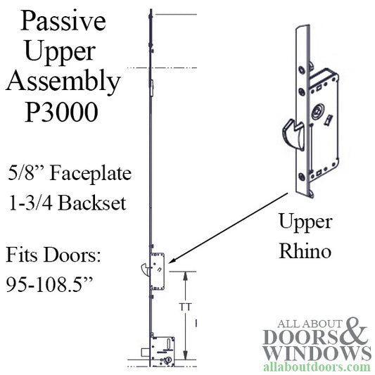 16mm P3000 Passive UPPER ASSEMBLY 45/92  Shootbolt  Upper for doors 95-108.5