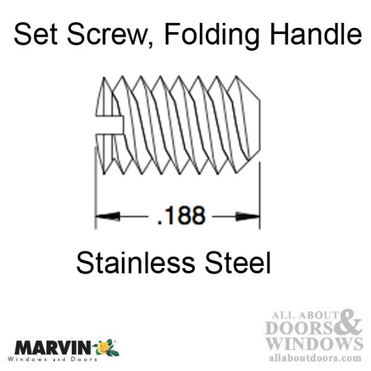 Set Screw for Folding Handle, Casemaster / Awning - Stainless Steel