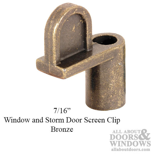 7/16 Inch Diecast Clip for Window and Storm Door Screens - Bronze