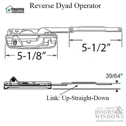 Amesbury Truth Casement Operator Sill Mounted Reverse Dyad Left Handed Operator - Amesbury Truth Casement Operator Sill Mounted Reverse Dyad Left Handed Operator