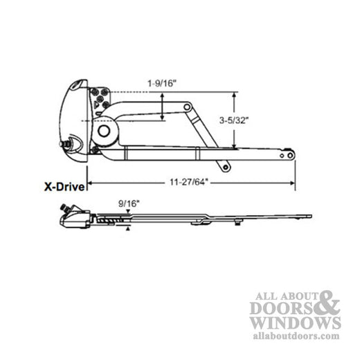 Roto 11-7/16 Dual Arm, X-Drive, LH Vinyl Window Application - White - Roto 11-7/16 Dual Arm, X-Drive, LH Vinyl Window Application - White