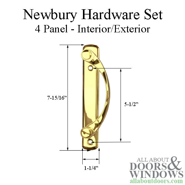 Andersen Newbury 4 Panel Gliding Door Hardware Set - Bright Brass - Andersen Newbury 4 Panel Gliding Door Hardware Set - Bright Brass