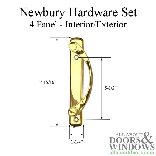 Andersen Newbury 4 Panel Gliding Door Hardware Set - Bright Brass - Andersen Newbury 4 Panel Gliding Door Hardware Set - Bright Brass