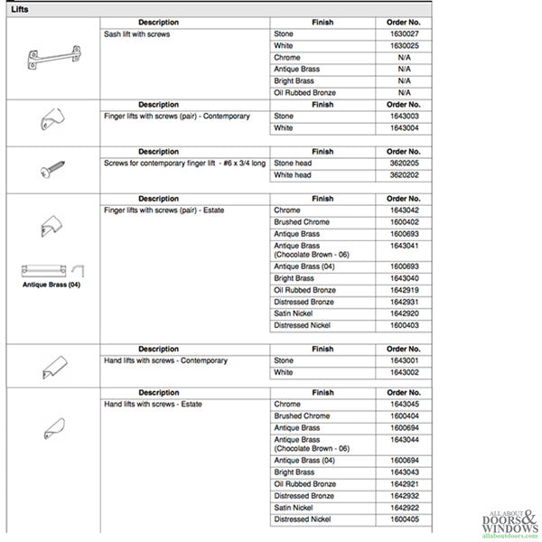 Andersen Contemporary Hand Lift, 200 Series (plastic ) - Stone - Andersen Contemporary Hand Lift, 200 Series (plastic ) - Stone
