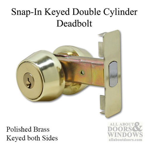 Snap-In Keyed Double Cylinder Deadbolt Lock - Polished Brass - Snap-In Keyed Double Cylinder Deadbolt Lock - Polished Brass