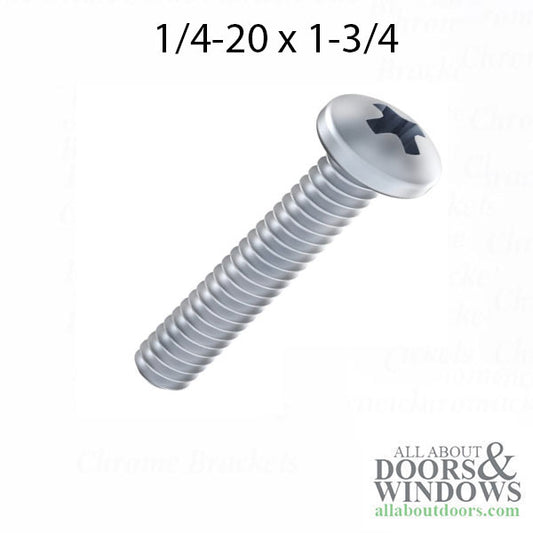Screw For Patio Door Roller Pan Head Phillips Machine Screw 0.25-20 x 1.75 Inch Screw