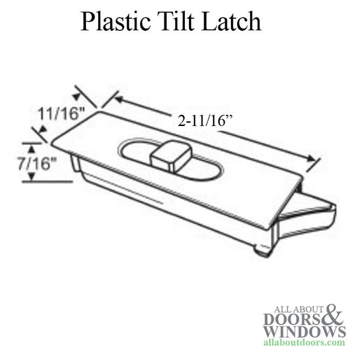 Tilt Latch, Slide in Plastic, 2-11/16