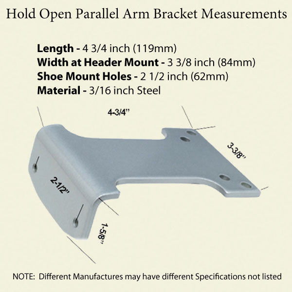 Hold Open Parallel Arm Bracket / Mounting Plate for Commercial Door Closer, Choose Color - Hold Open Parallel Arm Bracket / Mounting Plate for Commercial Door Closer, Choose Color