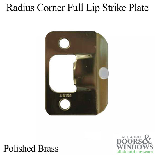 Strike Plate, ND, Radius Full Lip with Button - Polished Brass