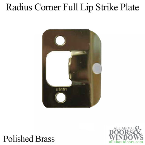 Strike Plate, ND, Radius Full Lip with Button - Polished Brass - Strike Plate, ND, Radius Full Lip with Button - Polished Brass