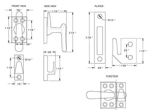 Casement Window Fastener, Small Sash / Cabinet Lock - Choose Color - Casement Window Fastener, Small Sash / Cabinet Lock - Choose Color