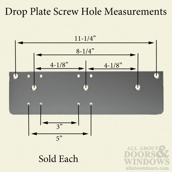 Drop Plate for Pull Side Mounted Door Heavy Duty Door Closer, Choose Finish - Drop Plate for Pull Side Mounted Door Heavy Duty Door Closer, Choose Finish