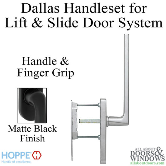 Dallas Handle and Finger Grip for Lift and Slide Door System - Matte Black