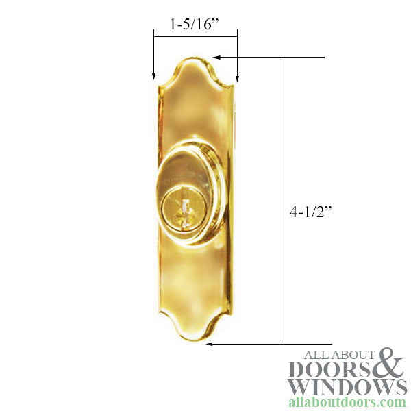 Andersen Gliding Door Keyed Lock, Covington - RH, Bright Brass - Andersen Gliding Door Keyed Lock, Covington - RH, Bright Brass