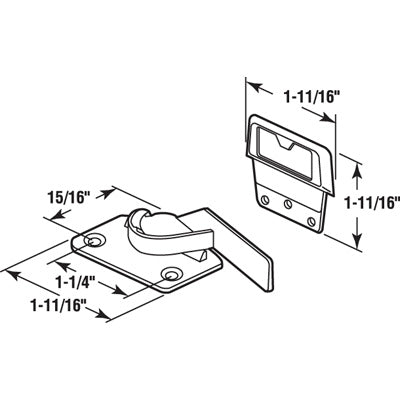 Sash Lock - Vinyl and Aluminum Sash Hardware, Diecast - Brite Zinc - Sash Lock - Vinyl and Aluminum Sash Hardware, Diecast - Brite Zinc