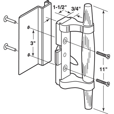 Handle Set - Sliding Patio Door, International - Clamp Latch - Aluminum - Handle Set - Sliding Patio Door, International - Clamp Latch - Aluminum