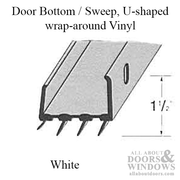 Door Bottom / Sweep, U-shaped wrap-around Vinyl -  White - Door Bottom / Sweep, U-shaped wrap-around Vinyl -  White