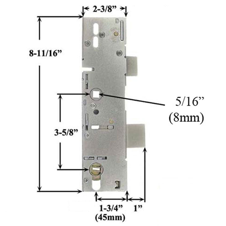 P1000 Active Gearbox, 45/92 Mortise Lock Case Body, American Version - P1000 Active Gearbox, 45/92 Mortise Lock Case Body, American Version