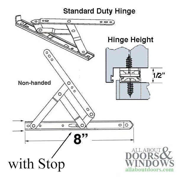 Hinge, Casement & Projecting 11/16 x 8 inch Stainless Steel - Hinge, Casement & Projecting 11/16 x 8 inch Stainless Steel