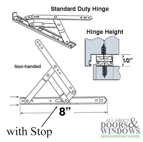 Hinge, Casement & Projecting 11/16 x 8 inch Stainless Steel - Hinge, Casement & Projecting 11/16 x 8 inch Stainless Steel