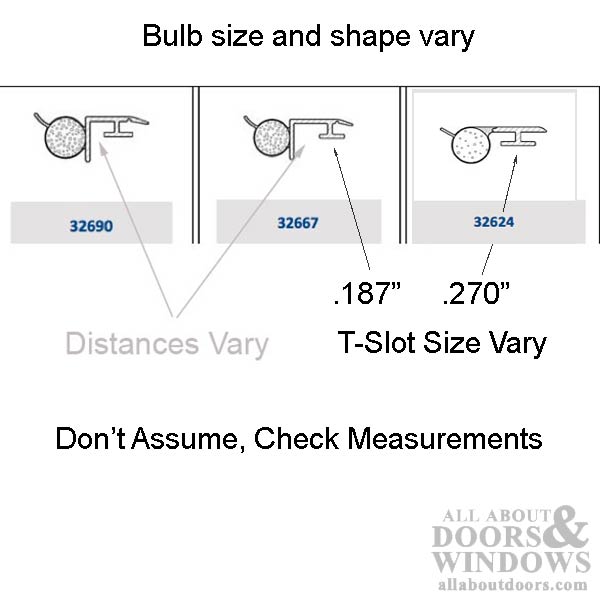 T-Slot Foam Filled Offset Bulb .187 x .300 Slide-in Backing Weatherstrip - T-Slot Foam Filled Offset Bulb .187 x .300 Slide-in Backing Weatherstrip
